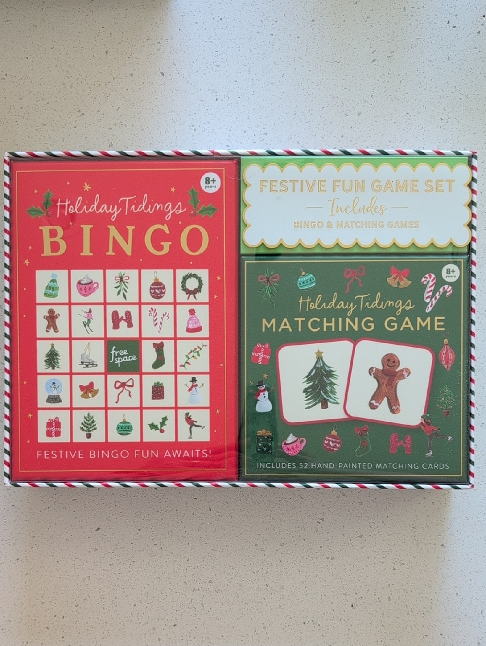 Holiday Game Set Bingo & Matching Card Game Set Family Game Night